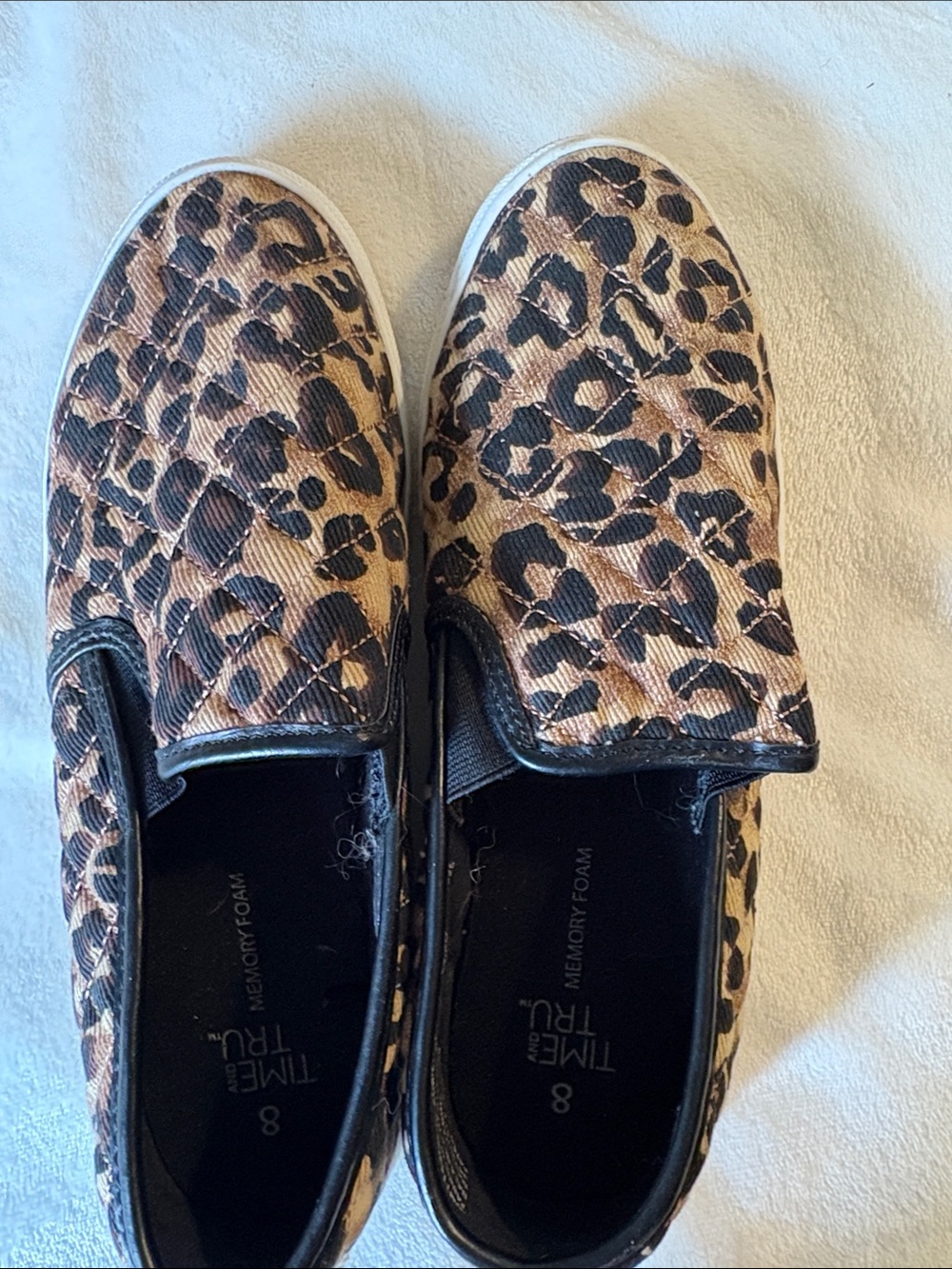Time and Tru Leopard-Print Slip-On Sneakers in Black and Brown